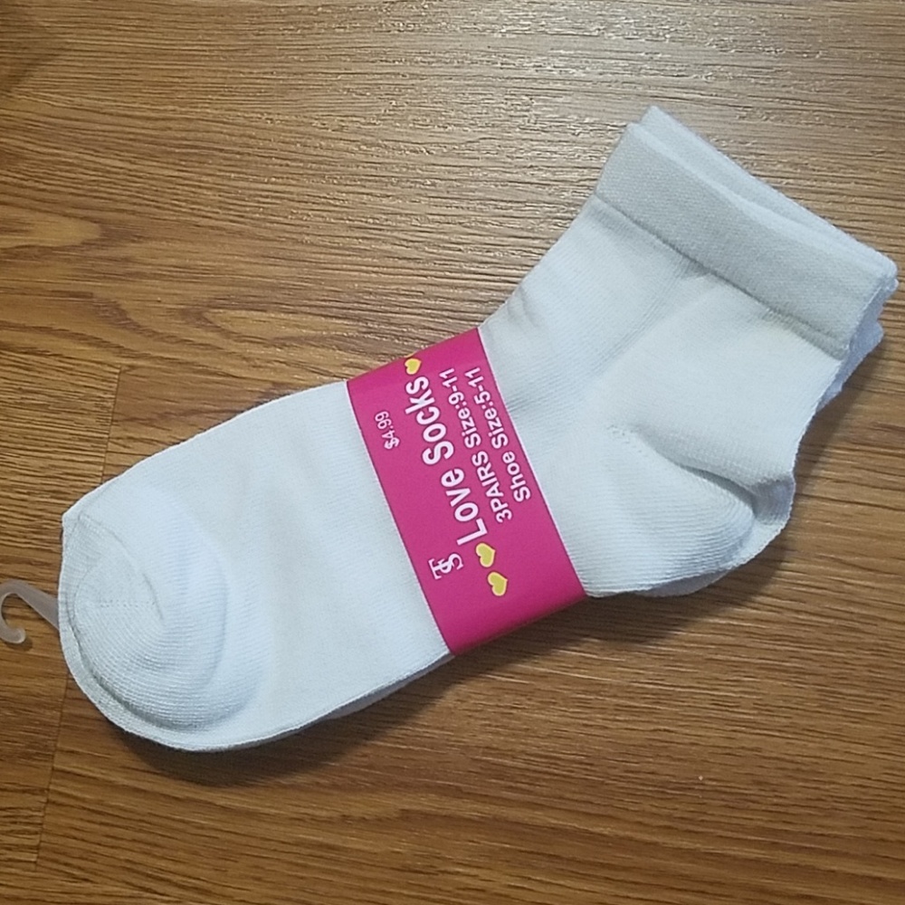 B2G1 TS 3 Pairs White Quarter Ankle Socks